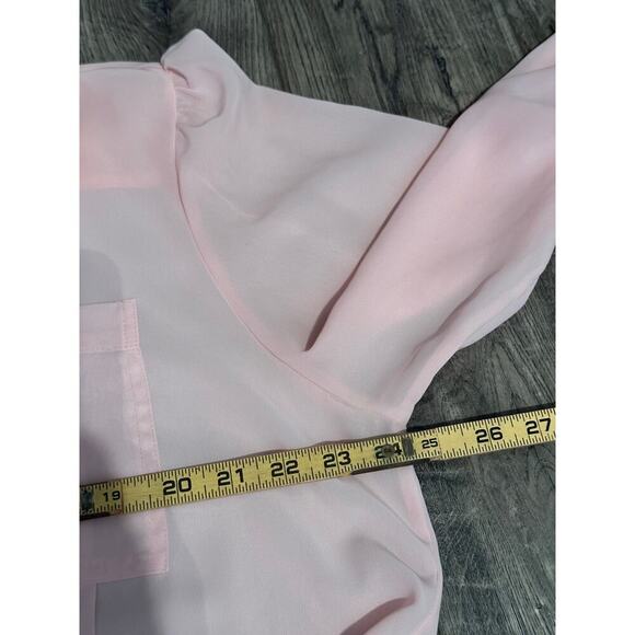 Vintage Chaus Women Pink Collared pleated Long Sleeves Button Down Shirt Size 14 - Picture 5 of 5